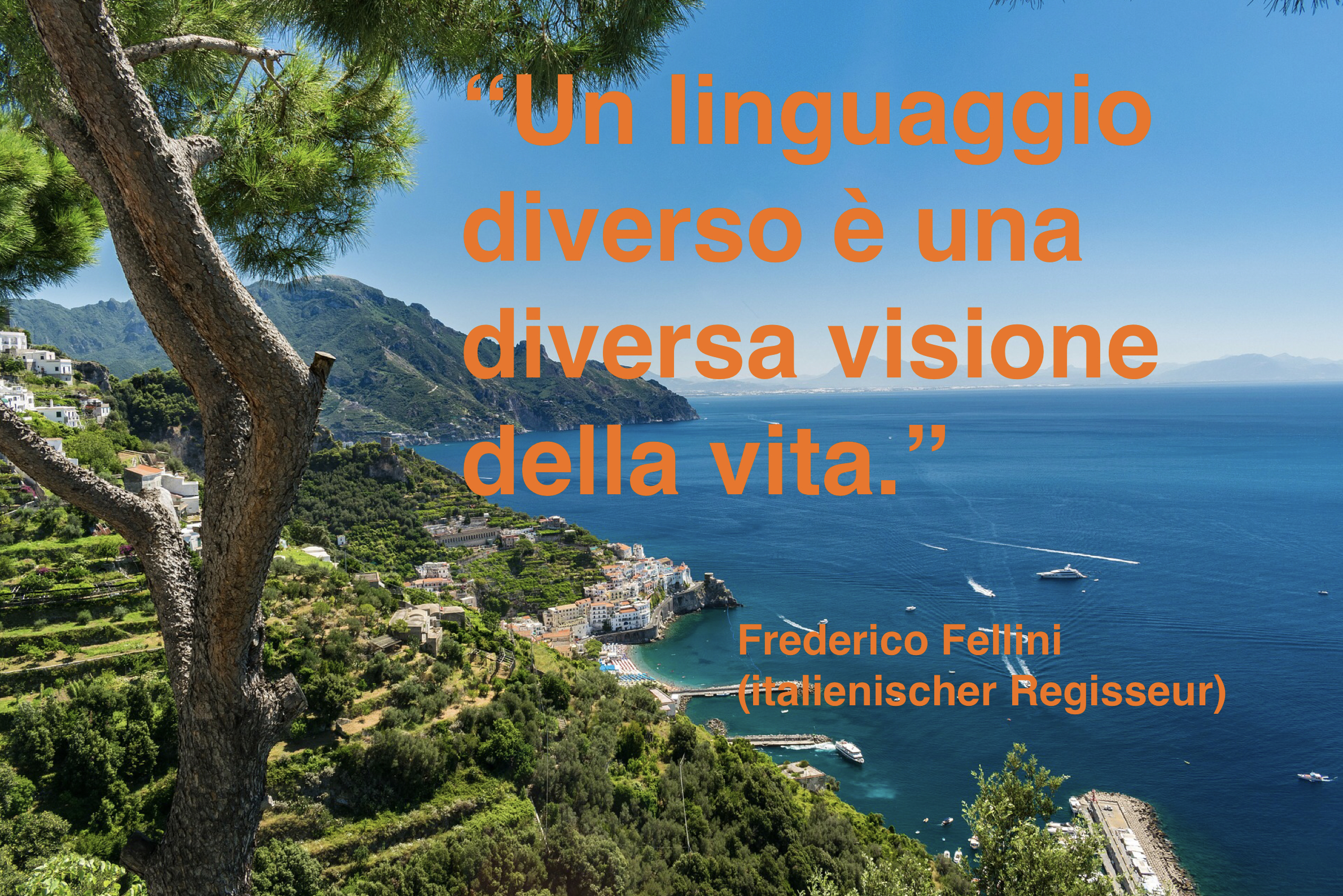“Un linguaggio diverso è una diversa visione della vita.” -  Frederico Fellini (italienischer Regisseur)